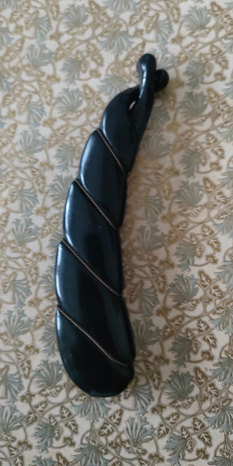Vintage jaren '80 zwarte banana haar clip met versiering., Ophalen of Verzenden, Zo goed als nieuw, Haarspeld
