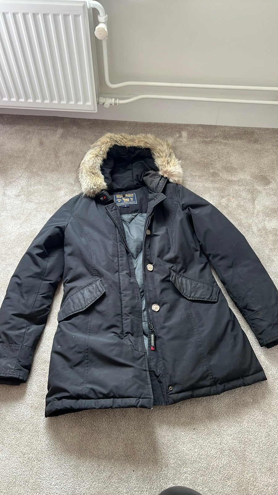 Woolrich winterjas dames, maat M, Ophalen of Verzenden, Gedragen, Maat 38/40 (M), Zwart