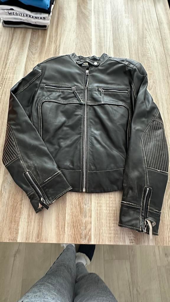 Stijlvol Leren Damesjasje - Maat 40/42 - Bruin/Zwart, Kleding | Dames, Ophalen of Verzenden, Zo goed als nieuw, Maat 38/40 (M)