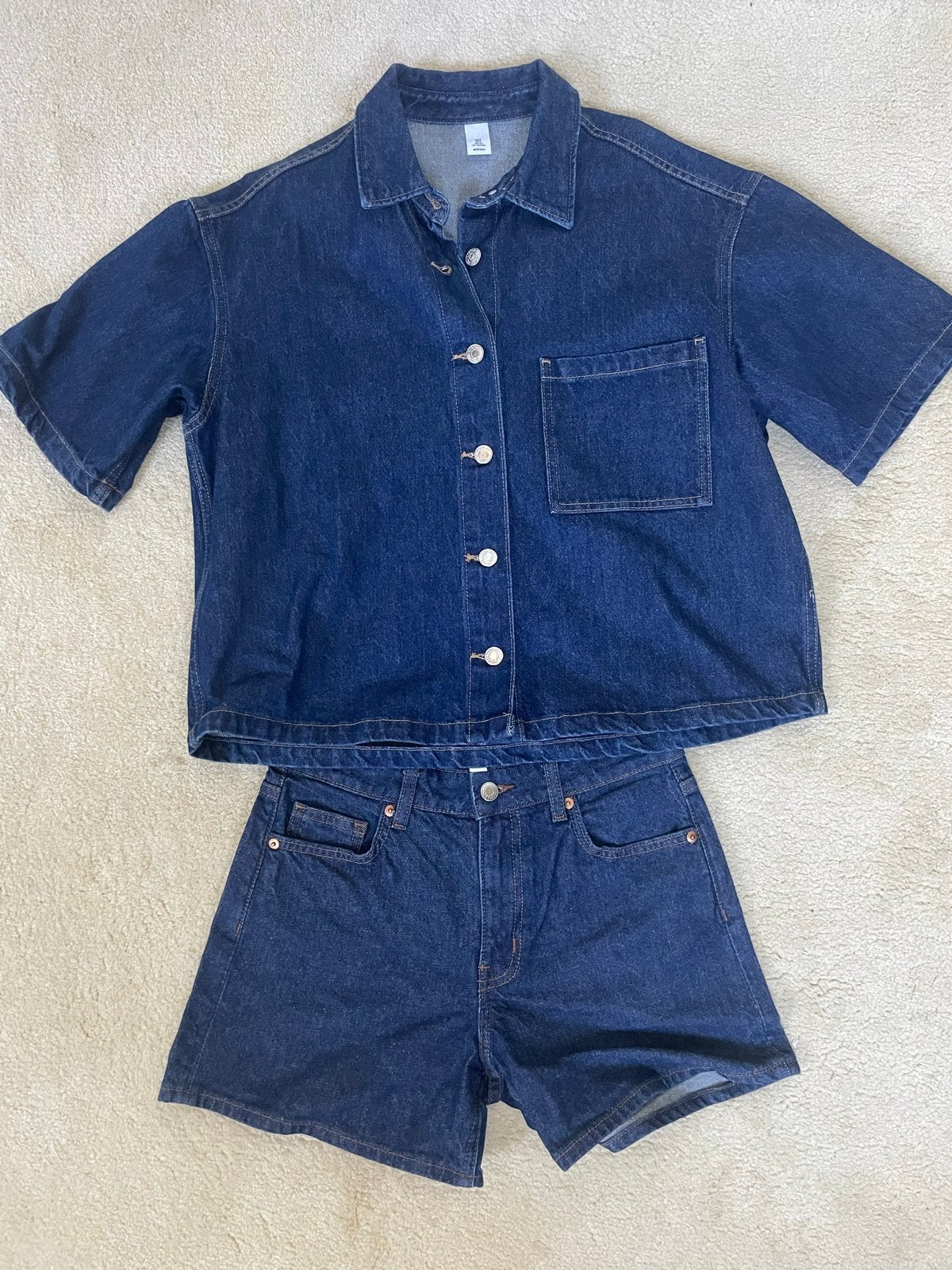 H&M Denim Co-ord Set - Maat 36, Ophalen of Verzenden, Zo goed als nieuw, Maat 36 (S), Blauw
