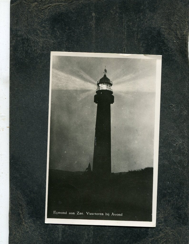 Ansicht Egmond aan Zee - Vuurtoren bij avond, Verzenden, 1940 tot 1960, Gelopen, Noord-Holland