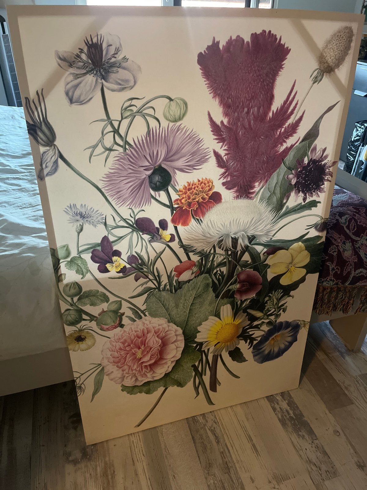 Groot Canvas Schilderij Bloemen 115x75 cm, Antiek en Kunst, Ophalen