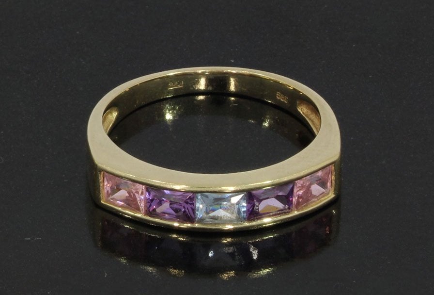 Toermalijn edelsteen fraaie 14k gouden dames ring amethist