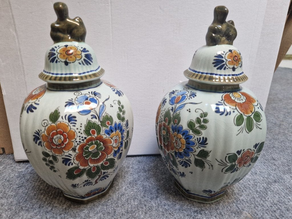 Delfts polychroom Holland handwerk vazen met deksels, Antiek en Kunst, Antiek | Vazen, Ophalen of Verzenden