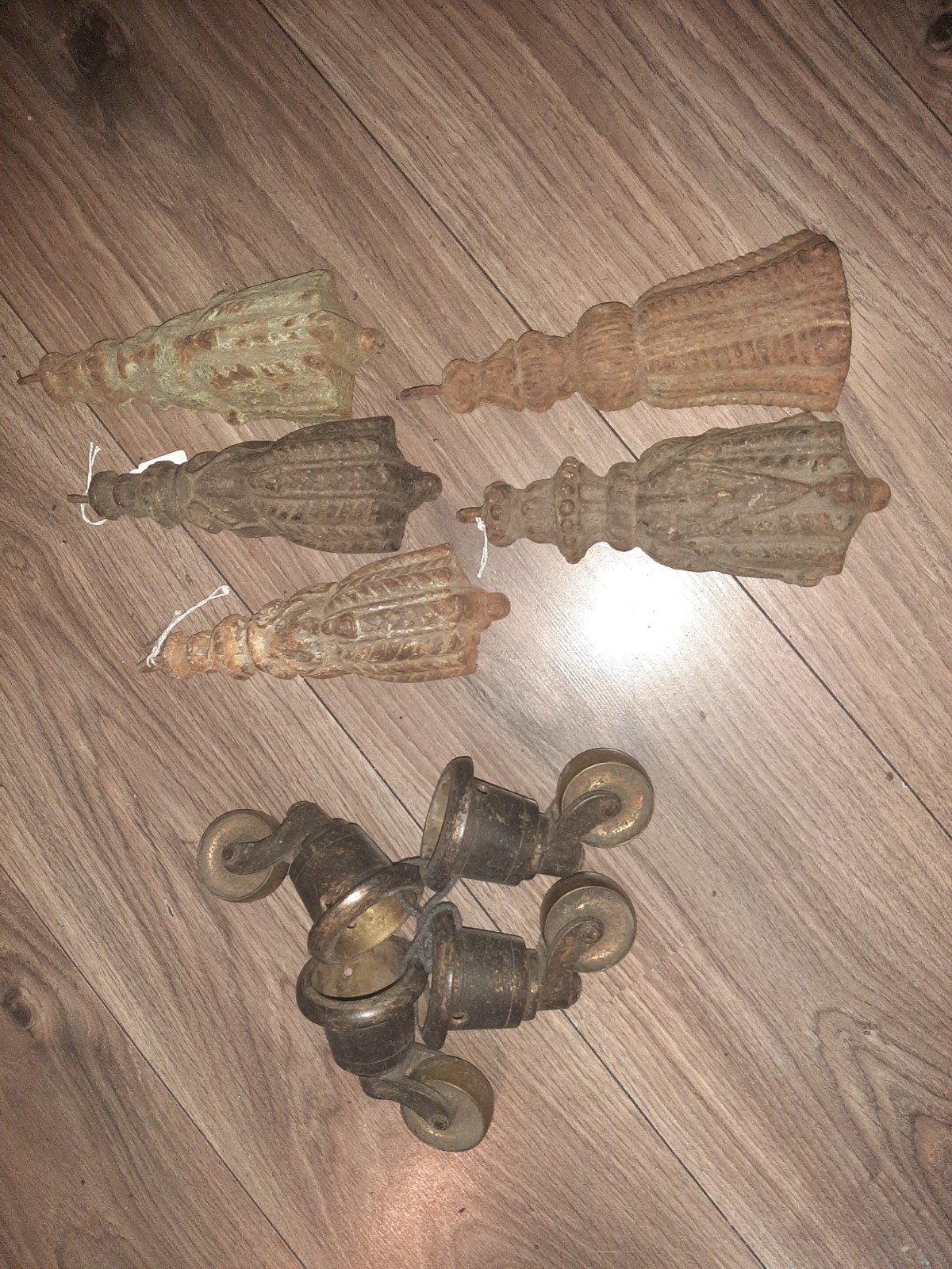Antieke gietijzeren kwasten/ornamenten (5 stuks), Antiek en Kunst, Antiek | Overige Antiek, Ophalen of Verzenden