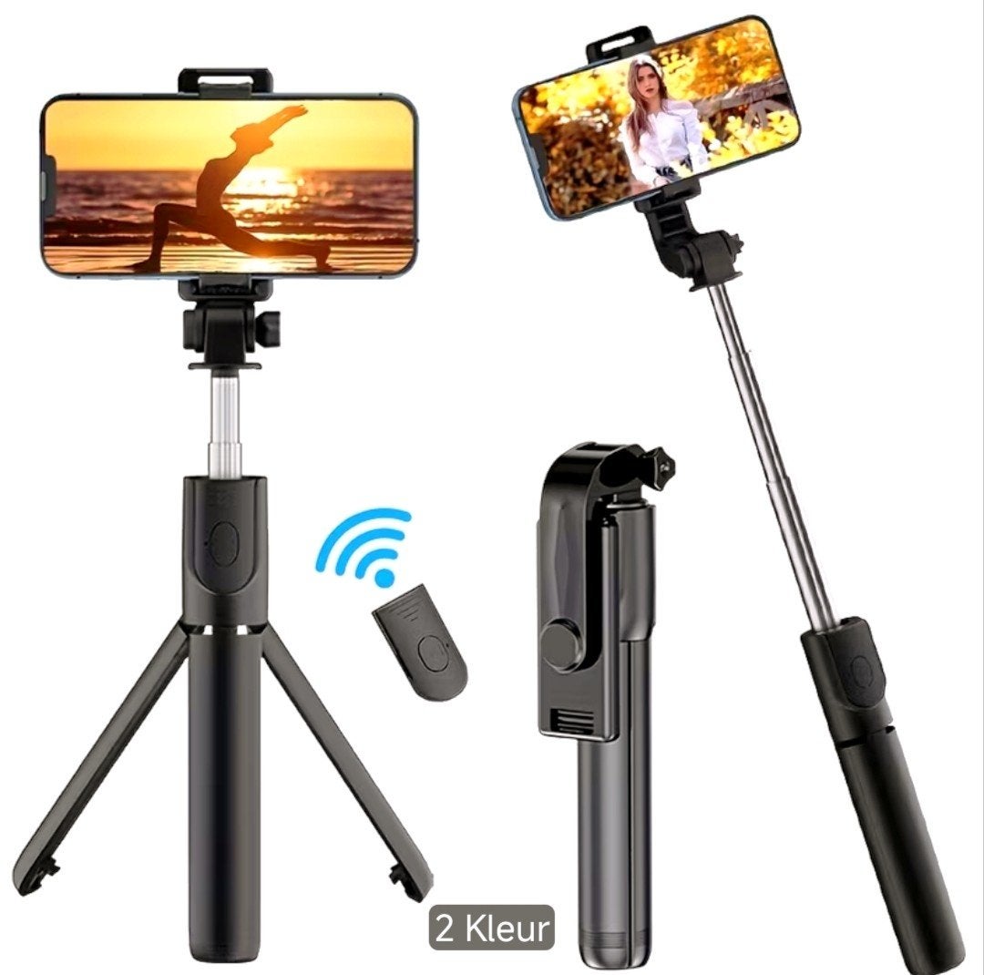 Selfie Stick Statief met Afstandsbediening - Zwart, Ophalen of Verzenden, Nieuw
