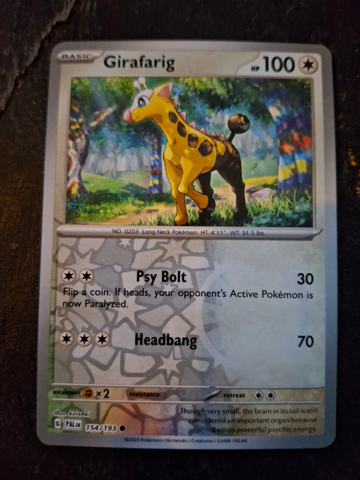 Girafarig Pokémon Kaart - HP 100, Ophalen of Verzenden, Zo goed als nieuw, Losse kaart