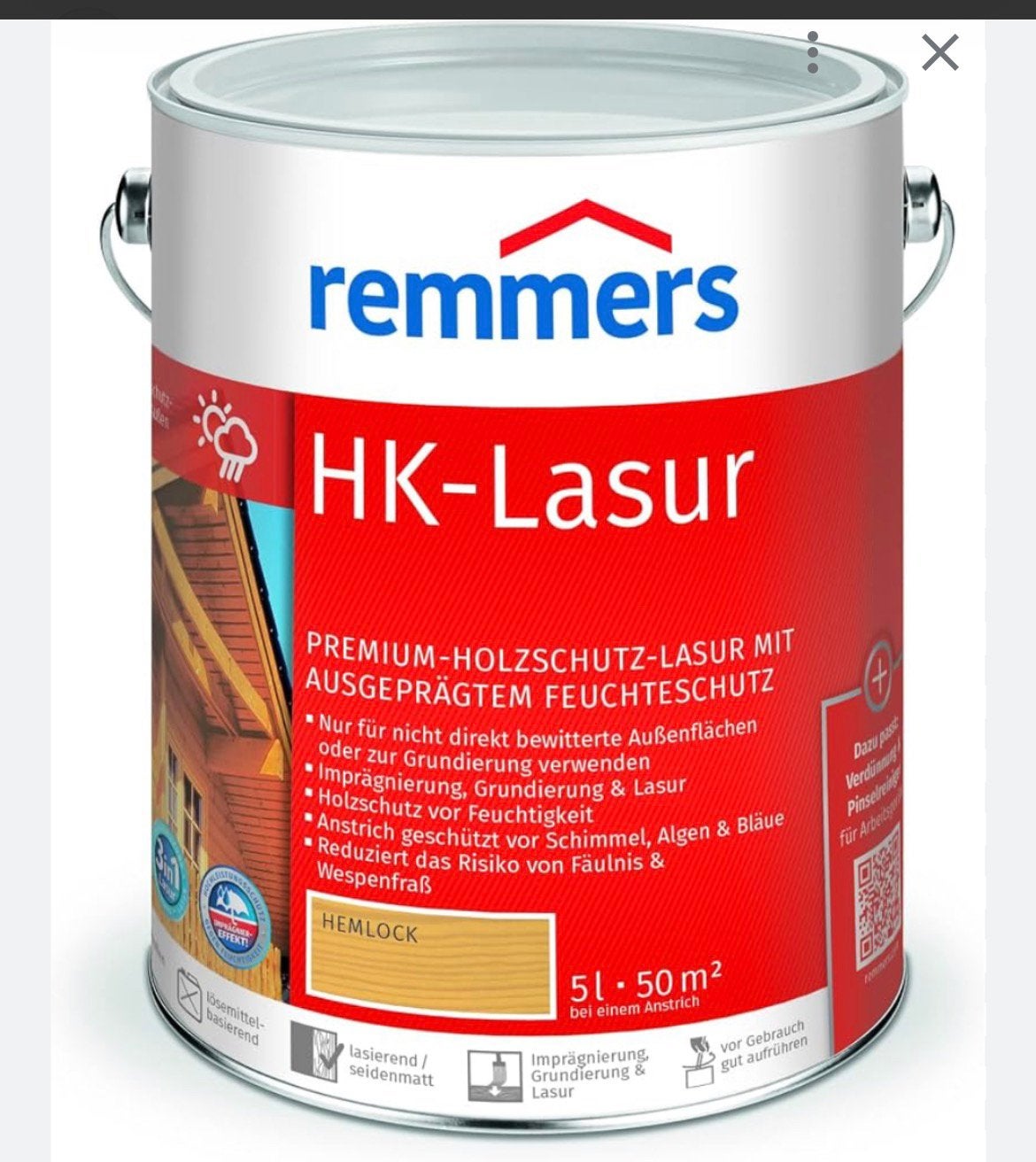 Remmers HK-Lazuur 3in1 kleur hemlock 5L, Ophalen, Bruin, 5 tot 10 liter, Nieuw