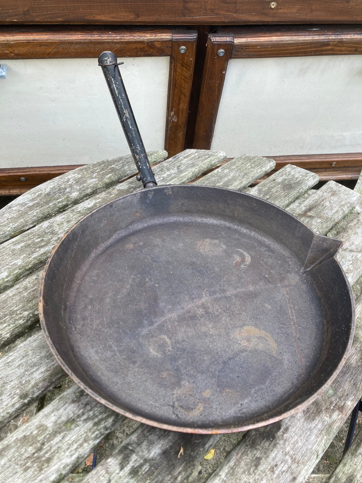 Antieke gietijzeren koekenpan Swain (220925c), Ophalen of Verzenden, Gebruikt, Gietijzer
