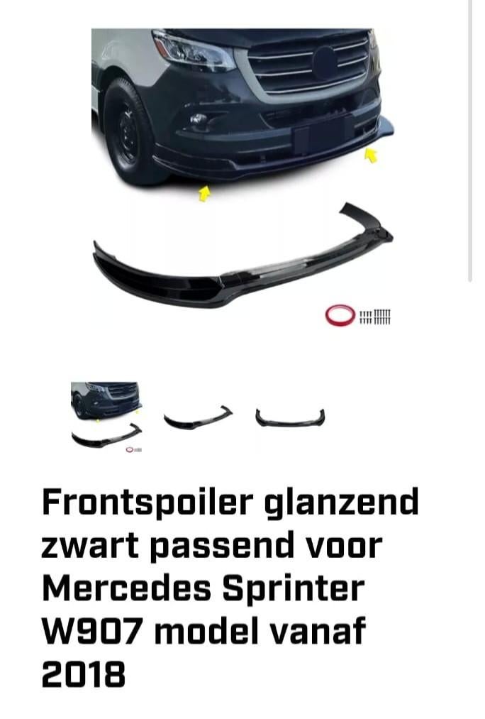 Frontspoiler glanzend zwart Mercedes Sprinter W907 (2018+), Ophalen, Voor, Mercedes-Benz, Nieuw