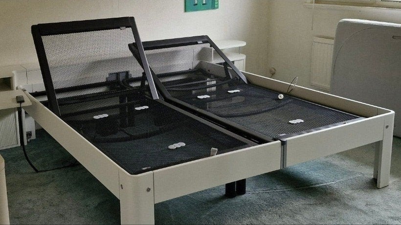 Auping Auronde Deelbaar Wit 48cm hoog Elektrisch spiraal, Huis en Inrichting, Verstelbaar, Auping Auronde Deelbaar, Wit, Tweepersoons