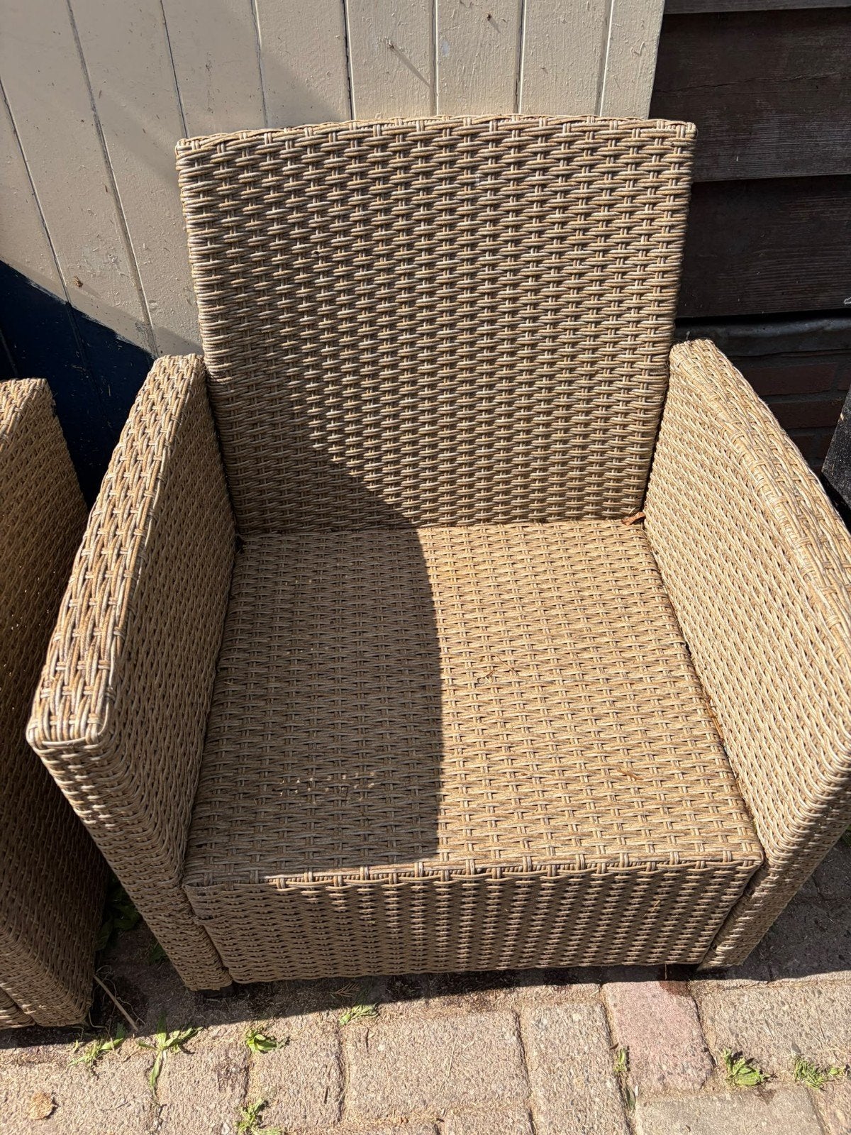 Comfortabele rotan stoel voor binnen of buiten, Natuurlijk, Casual, Gebruikt, Bruin, Riet of Rotan