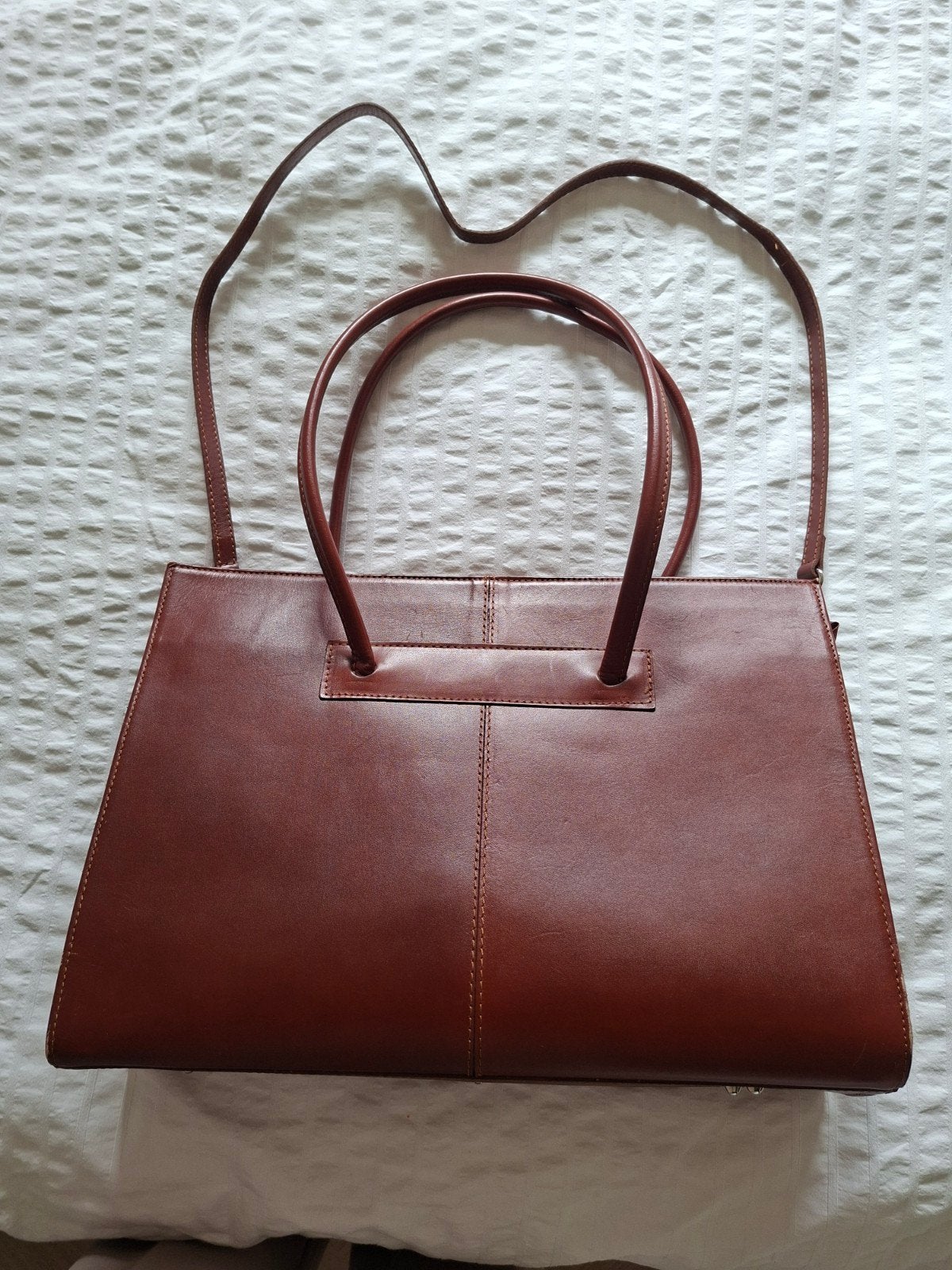 Cognac Leren Dames Laptoptas - 30x40x12 cm, Computers en Software, Laptoptassen, Ophalen of Verzenden, Gebruikt, Overige typen