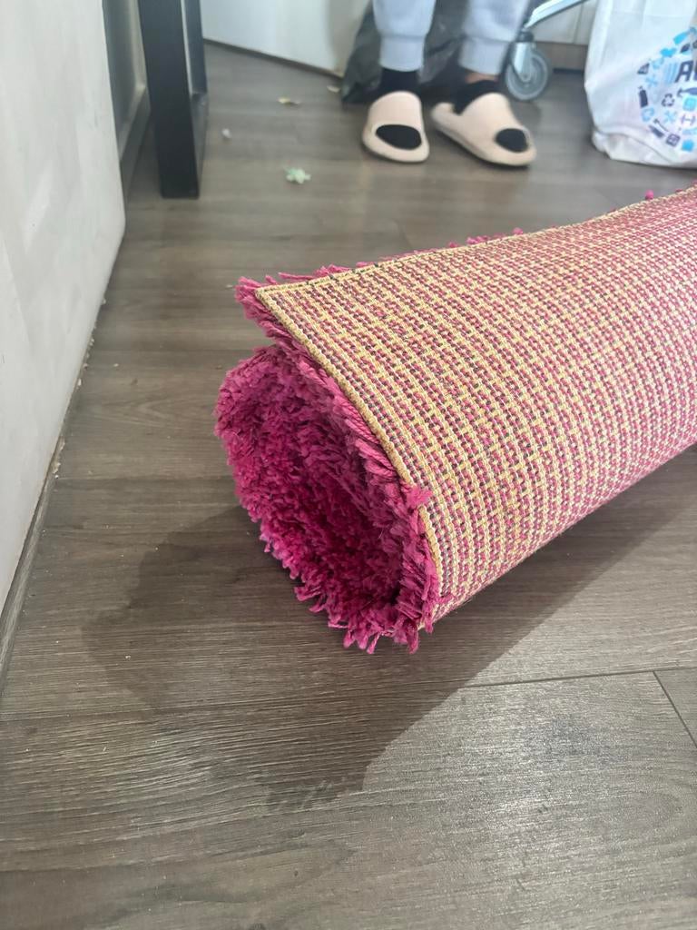 Roze pluche tapijt, Ophalen, Gebruikt, 100 tot 150 cm, 150 tot 200 cm