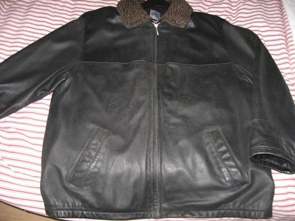 Zwart lederen jack maat 42 met body warmer ineen. Bekijk ook, Kleding | Dames, Ophalen of Verzenden, Gedragen, Maat 42/44 (L)
