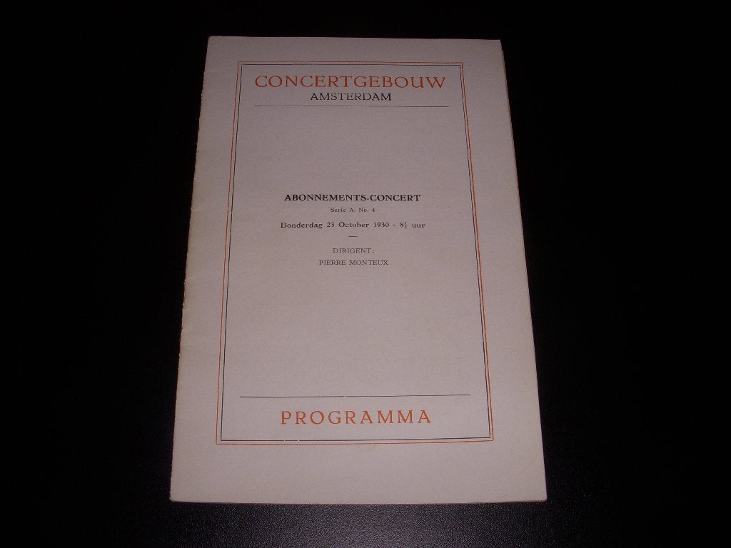 Programmaboekje Concertgebouw Amsterdam 23 oktober 1930, Verzamelen, Ophalen of Verzenden, Gebruikt, Boek, Tijdschrift of Artikel