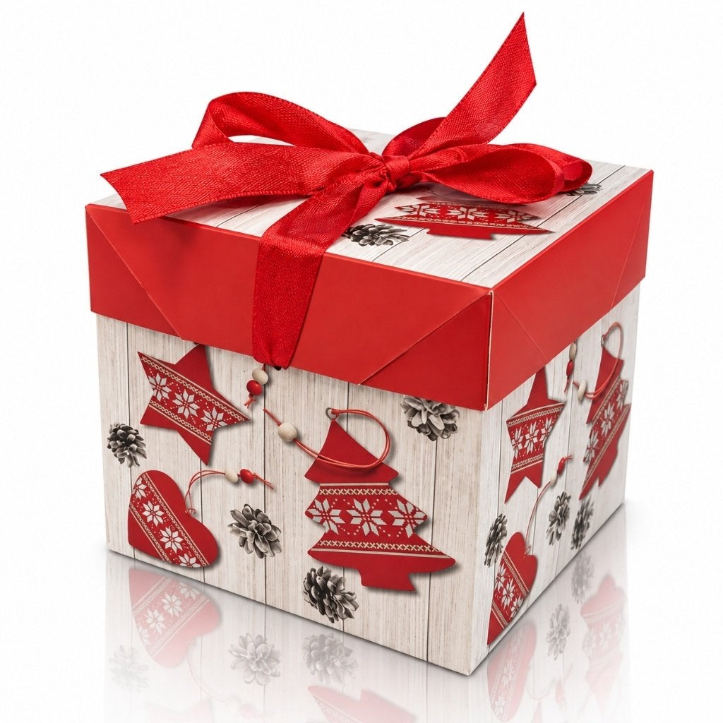 Partij geschenkdozen met kerst design 10,5x10,5cm