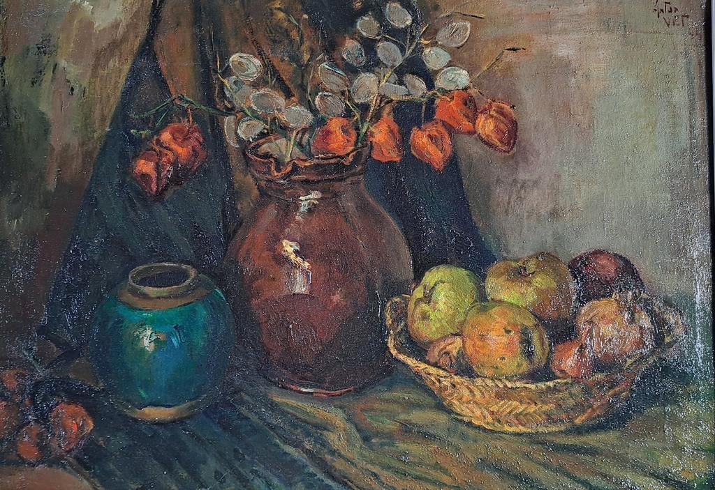 Stilleven met Chinese lampionnen en fruit, Anton Vet (1944), Antiek en Kunst, Kunst | Schilderijen | Klassiek, Ophalen