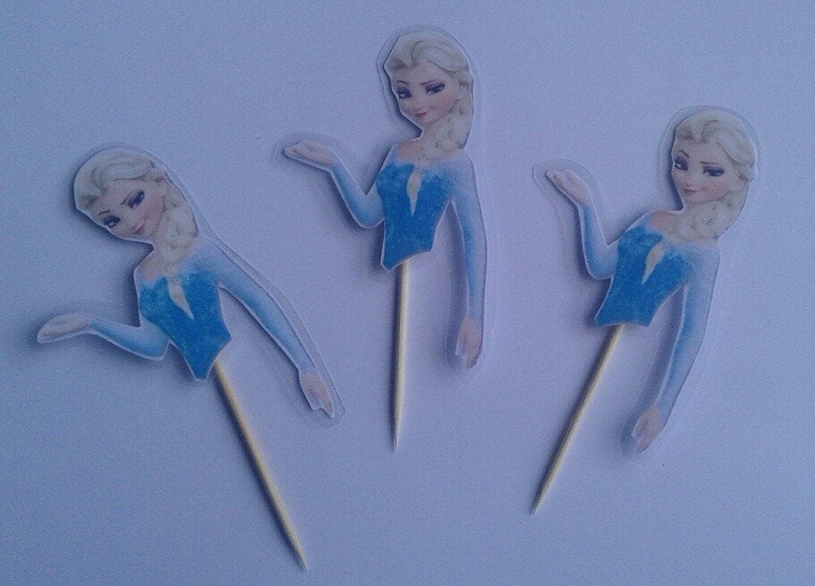 Set van 10 Elsa(Frozen) cupcake traktatie prikkers, Ophalen of Verzenden, Nieuw, Versiering, Verjaardag
