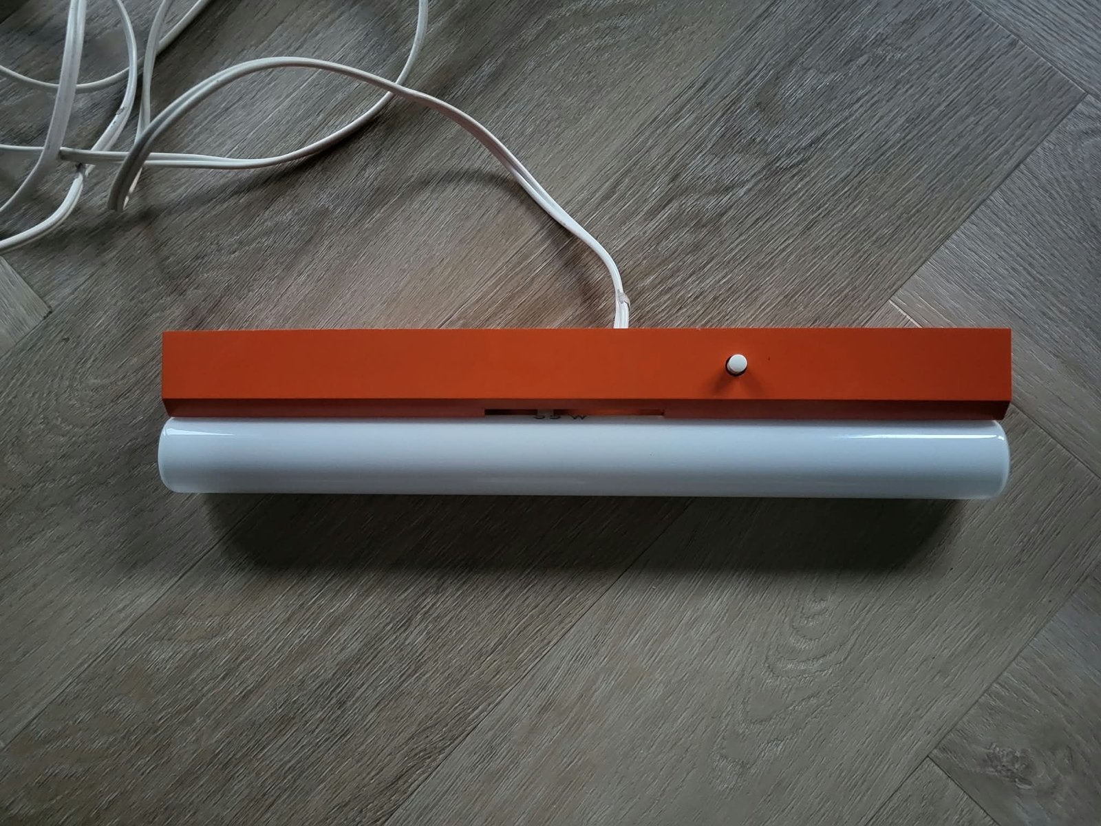Vintage space age TL-lamp 35W - Oranje/Wit Retro Verlichting, Ophalen of Verzenden