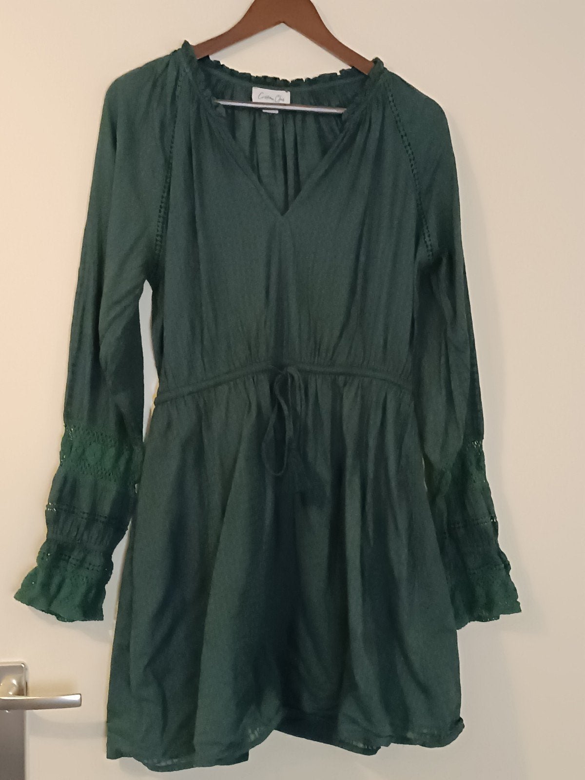 Cotton Club Jurk - Donkergroen met Gehaakte Details, Kleding | Dames, Jurken, Maat 42/44 (L), Nieuw, Ophalen of Verzenden, Cotton Club