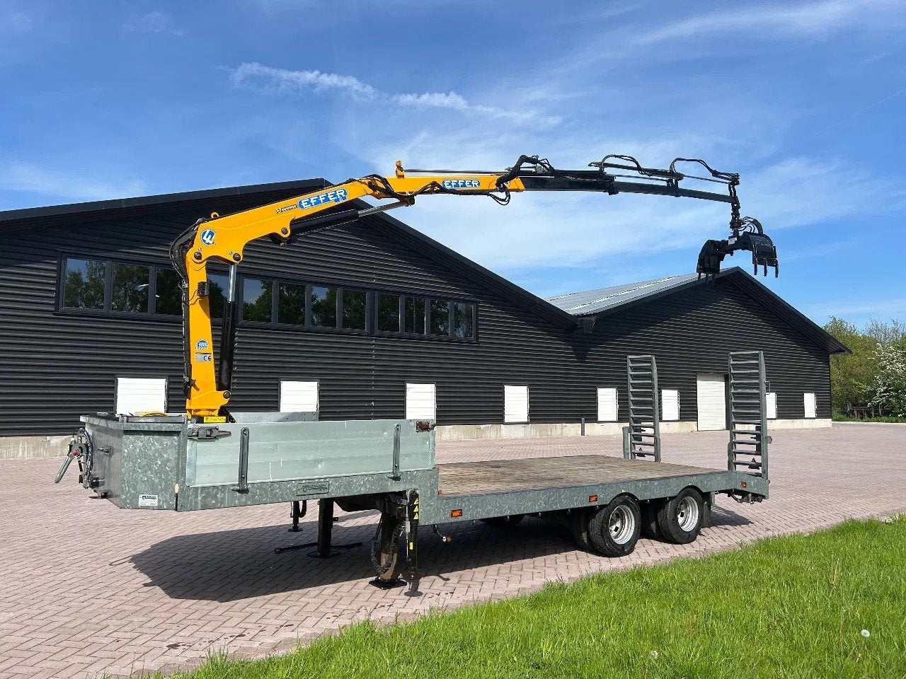 VELDHUIZEN Be oplegger 9 TON semi dieplader MET KRAAN, Overige brandstoffen, Origineel Nederlands, Bedrijf, Aanhangers en Opleggers