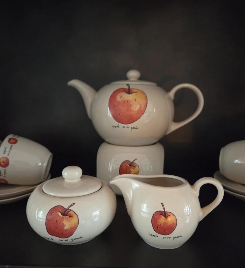 Jet ter steege theeservies met appel design - compleet, Keramiek, Ophalen of Verzenden, Zo goed als nieuw, Overige stijlen