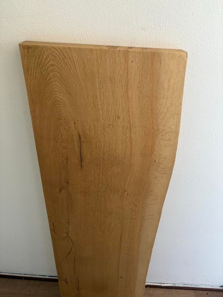 Zijtafel Eiken hout (echt stuk hout), Ophalen, Zo goed als nieuw, 75 cm of meer, Overige vormen