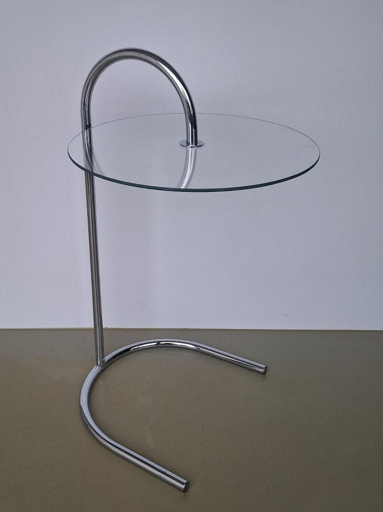 vintage Ikea design RY bijzettafeltje chroom buisframe glas, 50 tot 100 cm, Rond, Ophalen of Verzenden, Glas