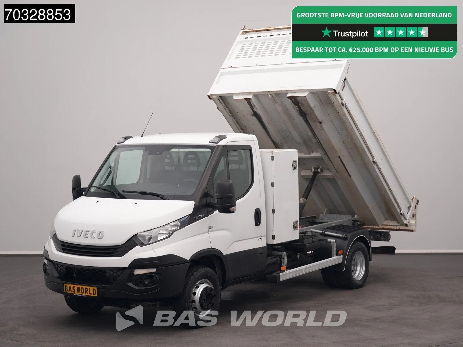 Iveco Daily 65C15 3.0L 150PK Kipper Euro6 Airco Cruise Tippe, Auto's, Bestelauto's, Stof, Gebruikt, Euro 6, 4 cilinders