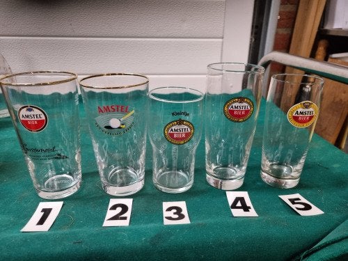 amstel bier glazen verschillende 4 stuks, Ophalen of Verzenden, 'T Olde Gre-j, Info@toldegrej.nl, Endepoelstraat 20f Didam