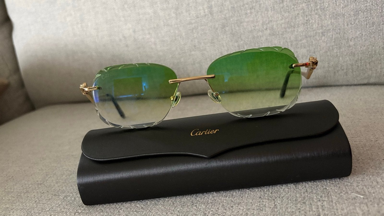 Cartier Diamond Cut bril - Topstaat, incl. koker, Zo goed als nieuw, Groen, Bril, Ophalen