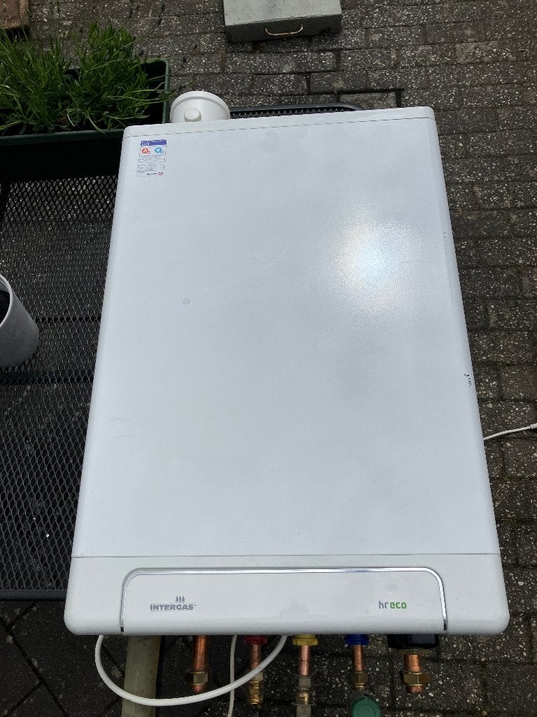 CV-ketel Intergas HReco 30 + CV-materiaal, Ophalen, 30 tot 80 cm, Gebruikt, Hoog rendement (Hr)