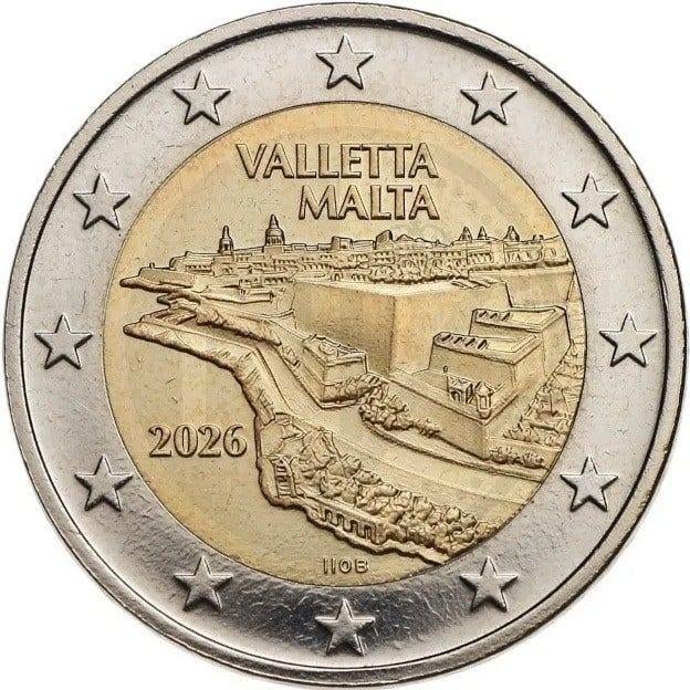Malta 2 Euro 2026 Valletta in blister, Ophalen of Verzenden, Malta, 2 euro, Losse munt