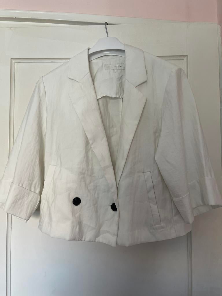 Witte Zara Blazer met 3/4 mouwen, Kleding | Dames, Jasjes, Kostuums en Pakken, Maat 38/40 (M), Wit, Ophalen of Verzenden, Zo goed als nieuw