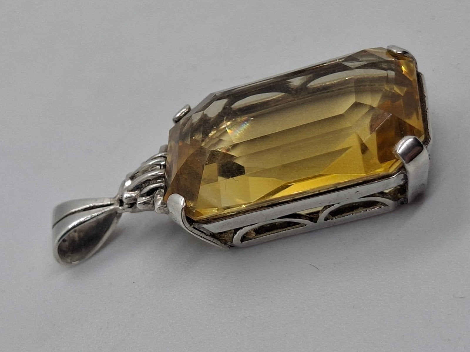 Zilveren Vintage Hanger met Citrien Steen (835), Overige voorstellingen, Geel, Ophalen of Verzenden, Met edelsteen