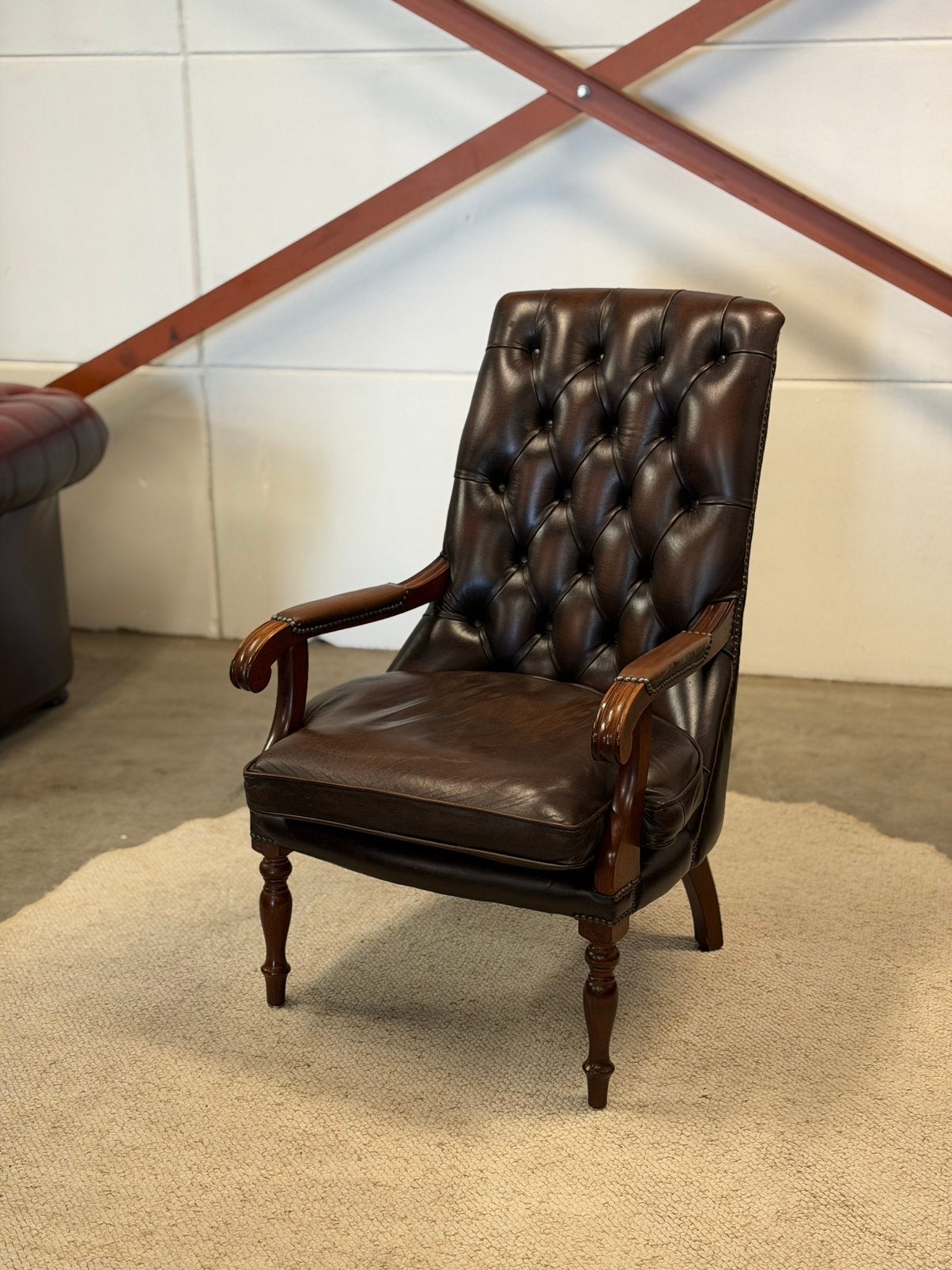 Chesterfield fauteuil stoel bruin leer Z.G.A.N., Verzenden