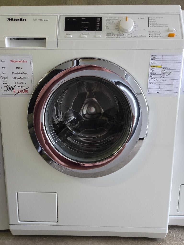Wasmachine - Miele - 7kg - A+++ UITVERKOOP!, Witgoed en Apparatuur, Ophalen, Miele, 1200 tot 1600 toeren, 6 tot 8 kg