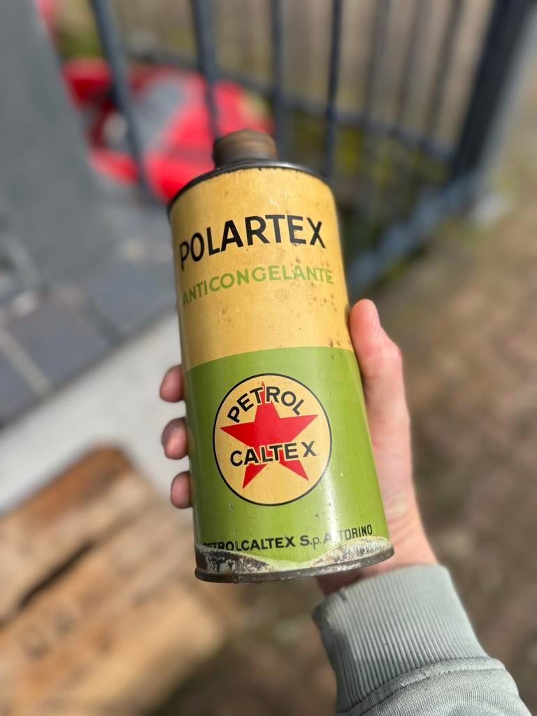 Vintage POLARTEX Antigel Blik - Petrol Caltex, Verzamelen, Ophalen, Gebruikt, Overige, Overige merken