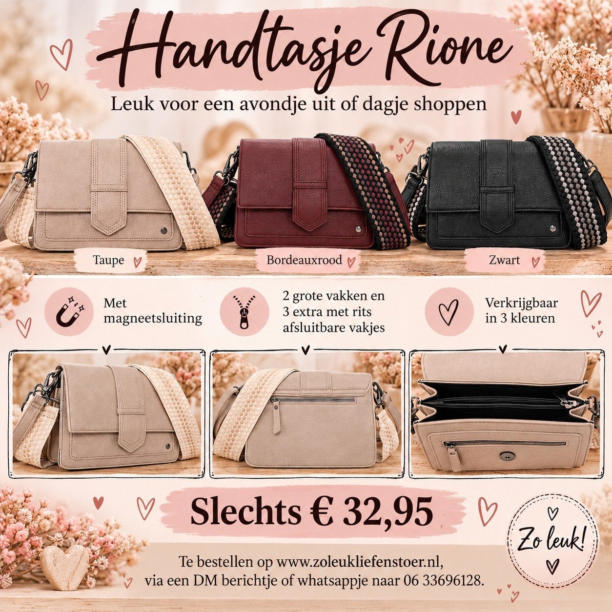 Handtasje Rione, Ophalen of Verzenden, Nieuw, Overige kleuren, Handtas