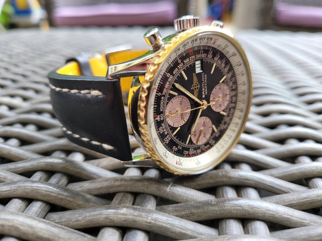 Breitling Old Navitimer (Fullset, Garantie,  Serviced), Leer, Staal, Breitling, Polshorloge