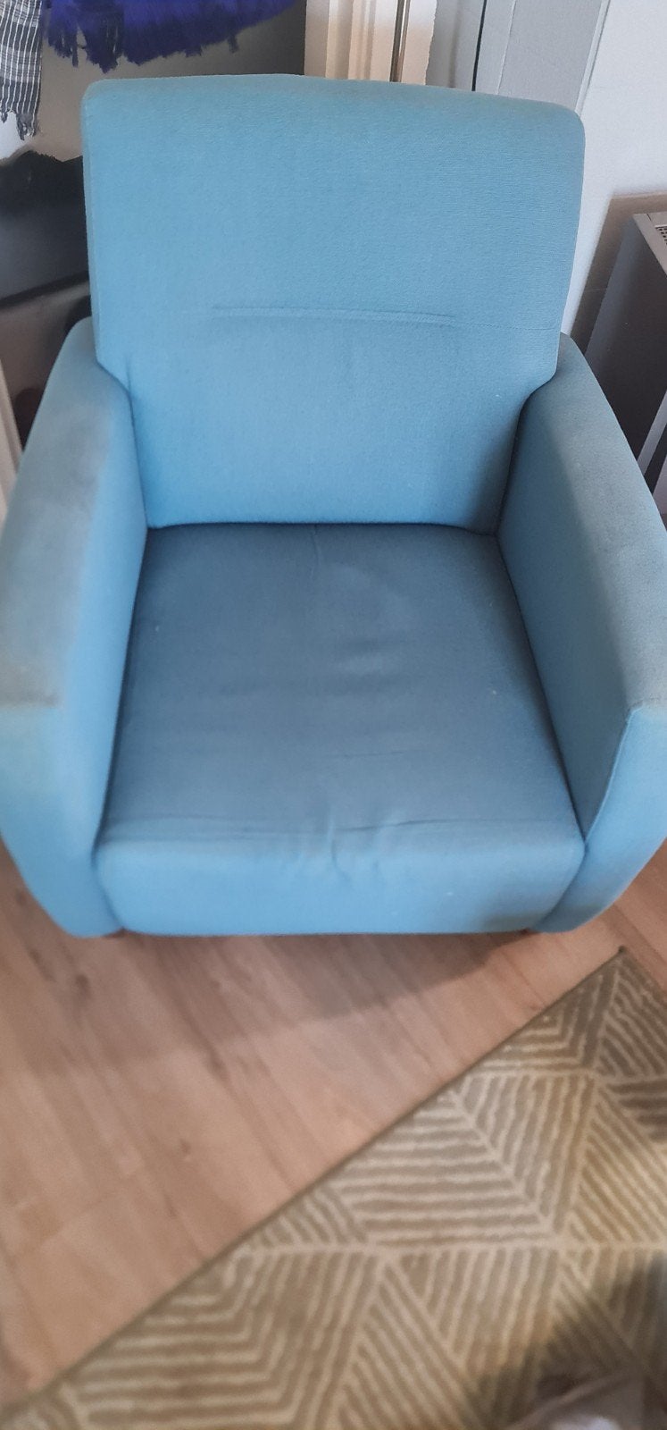 Comfortabele blauwe fauteuil, Ophalen of Verzenden, Gebruikt, 75 tot 100 cm