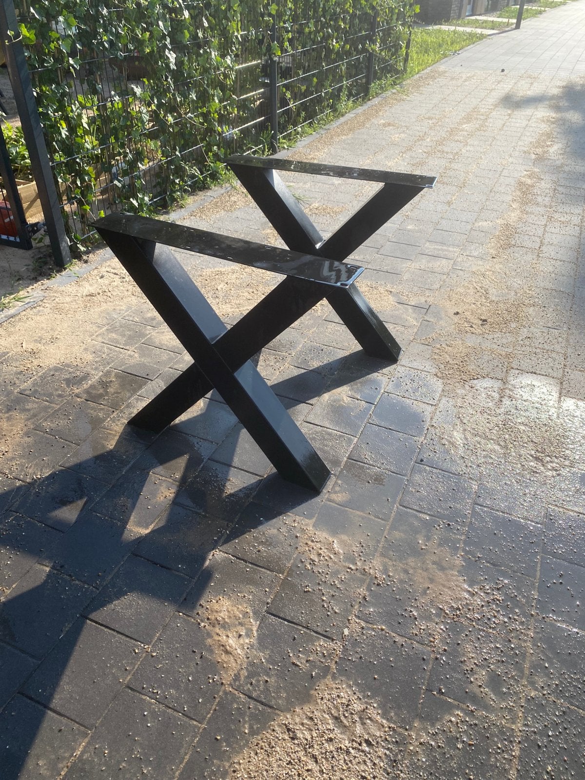 Stalen x poten voor tuintafel, Gebruikt, 50 tot 100 cm, Metaal, Rechthoekig