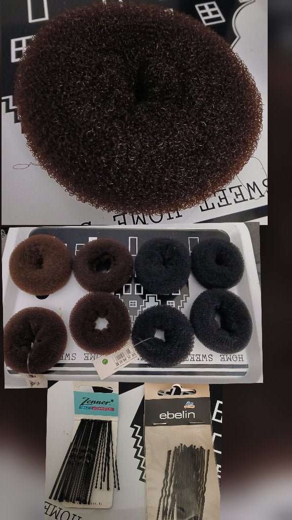8 nieuw haardonut, zwarte en speldjes voor het vast maken, Sieraden, Tassen en Uiterlijk, Uiterlijk | Haarverzorging, Ophalen of Verzenden