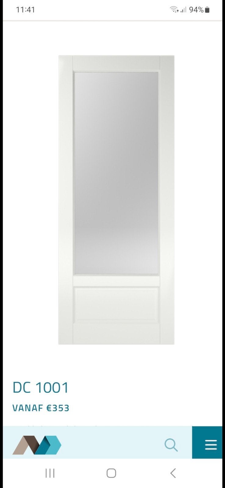 Nieuwe Albo binnendeur model DC1001, Doe-het-zelf en Verbouw, Ophalen, Binnendeur, Nieuw, Glas