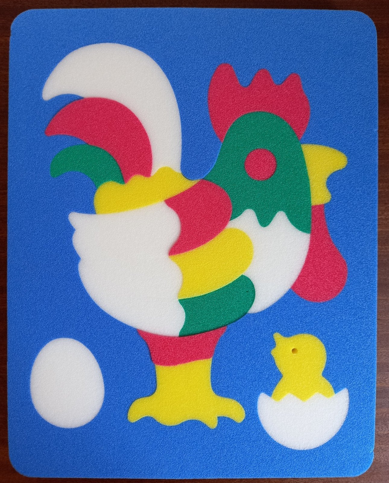 Kinderpuzzel/puzzel van zacht foam- haan en kuiken/boerderij, Ophalen of Verzenden, 10 tot 50 stukjes, Zo goed als nieuw, 4 tot 6 jaar