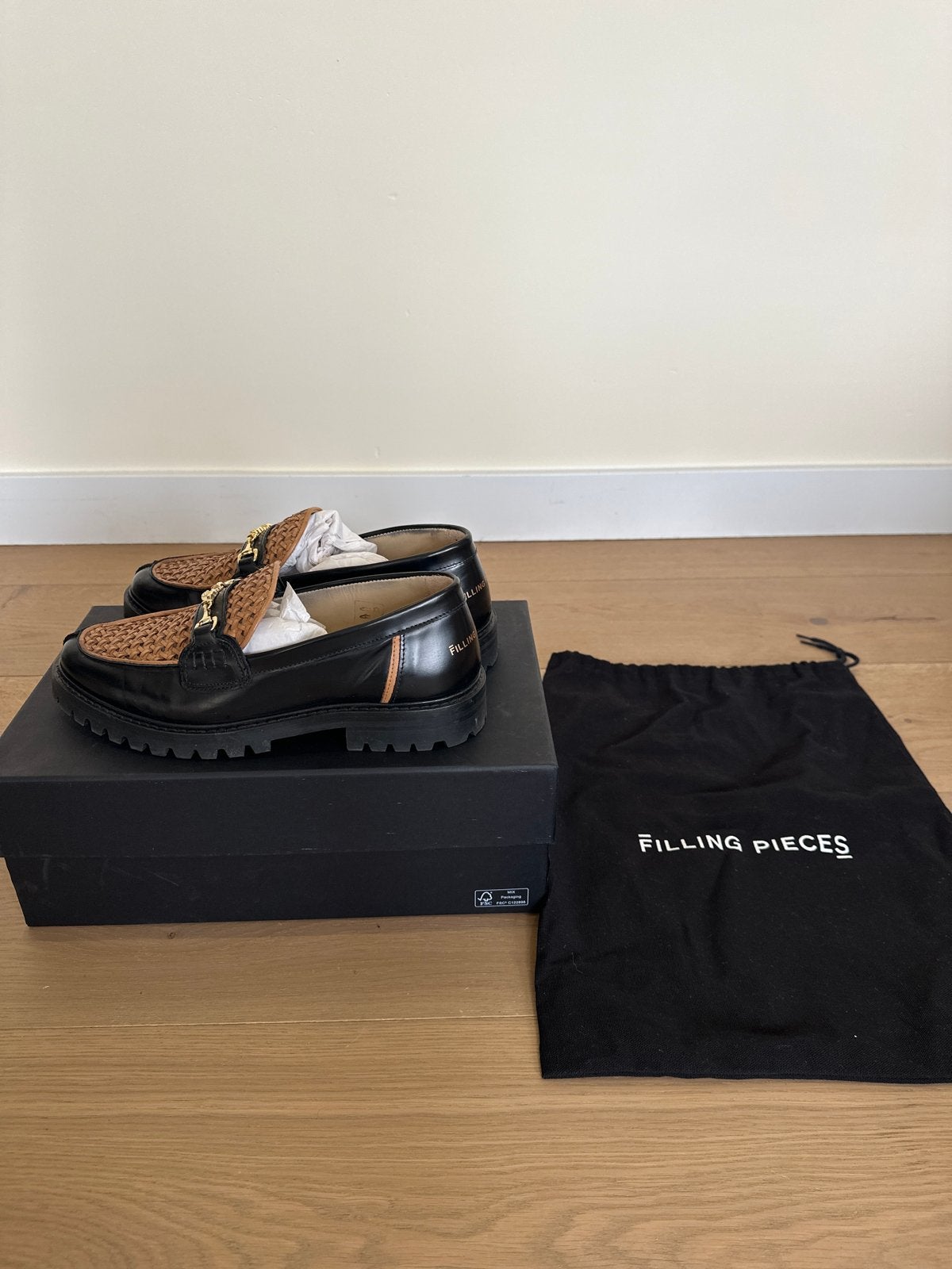 Filling Pieces Loafers Canel Black Maat 41, Ophalen of Verzenden, Zo goed als nieuw, Zwart, Loafers