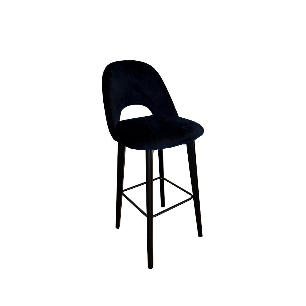 Barstoel Napoli in stof Dark Blue, Verzenden, 60 tot 90 cm, Nieuw, Hout