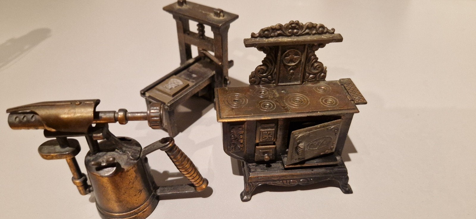 3 Play Me Miniatuur Puntenslijpers: Kachel, Pers, Brander, Ophalen of Verzenden, Zo goed als nieuw