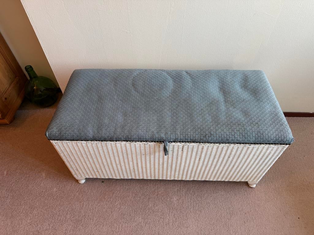 Vintage Lloyd Loom opbergbankje - 90x40x45cm, Ophalen, Gebruikt, 75 tot 100 cm, Rechthoekig